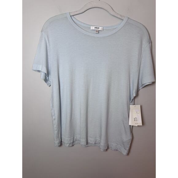Agolde Womens Drew Tee Short-Sleeve Crewneck Tee Light Blue Wolf Eye Sz S NWT - Picture 1 of 12